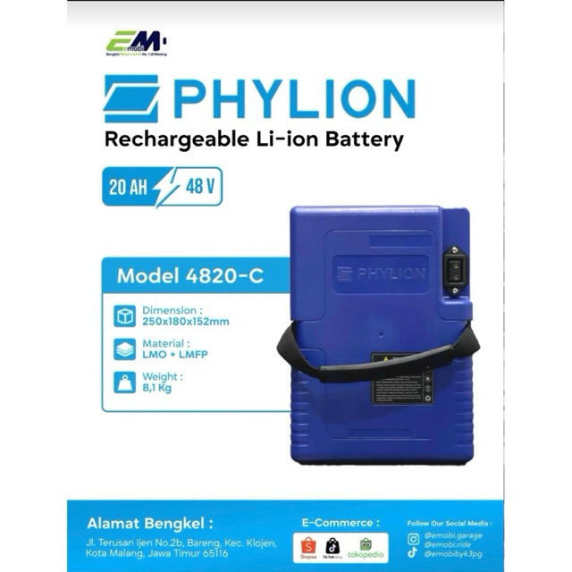 PHYLION Baterai Lithium 48V20Ah