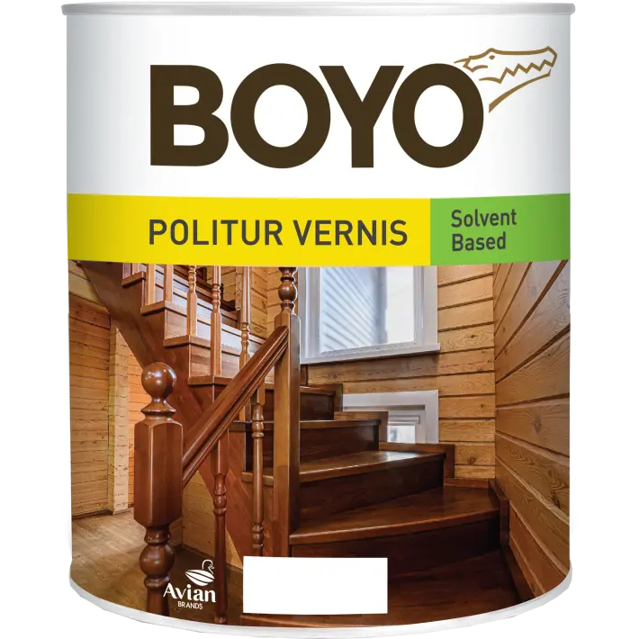 BOYO CAT PLITUR KAYU 1/2 KG BOYO CAT PLITUR VERNIS SOLVENT BASED