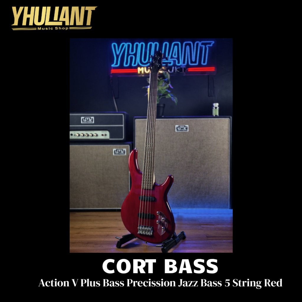Cort Action V Plus Bass Precission Jazz Bass 5 String Red New
