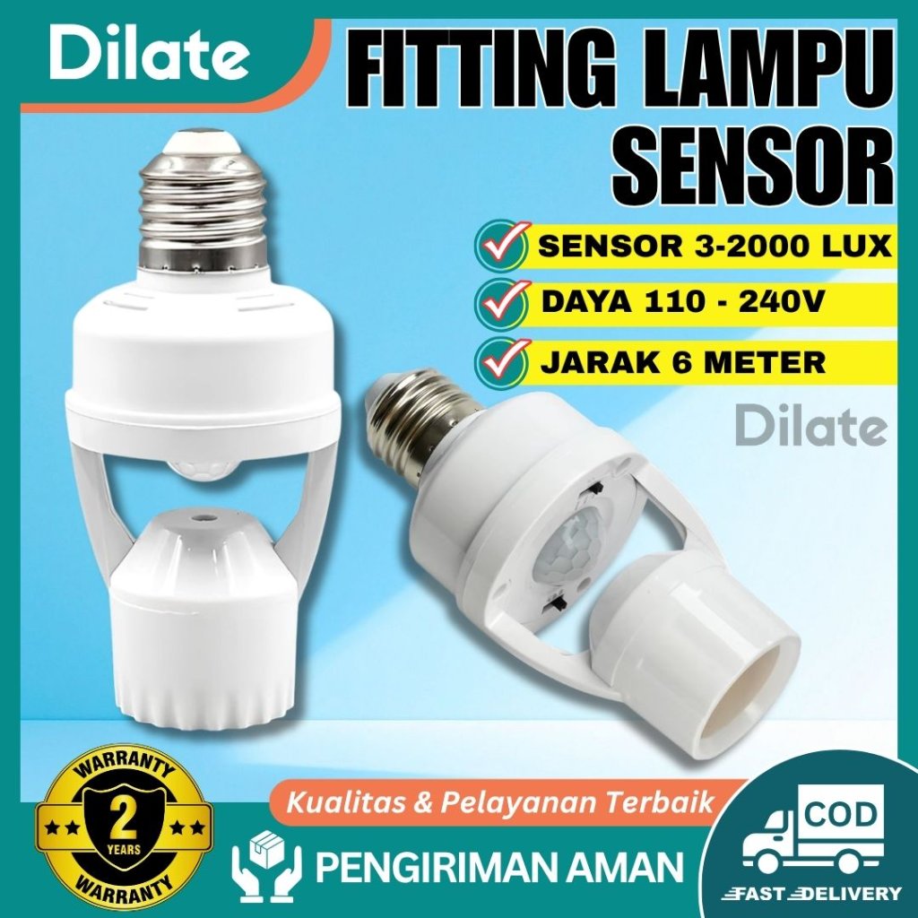 DILATE Fitting Lampu Sensor Gerak Otomatis E27 Fitting Lampu Smart Sensor Gerak Infrared