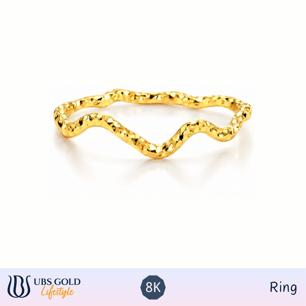 UBS Gold - Cincin Emas - 8K - Motif Gelombang Tekstur Elegan Perhiasan Wanita Koleksi Kasandra