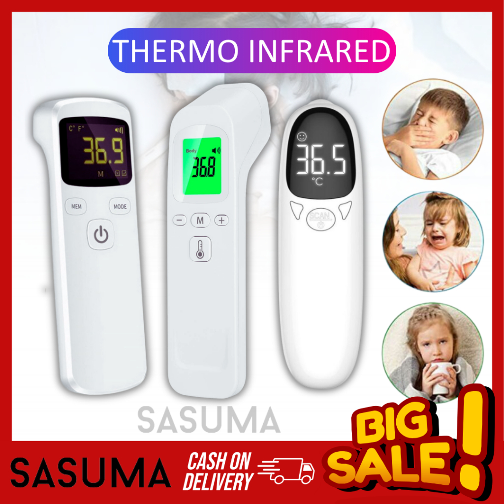 SASUMA Termometer GP 100JK007BATERY Suhu Tubuh Thermometer Digital Elfos Infrared Non Contact GP 100