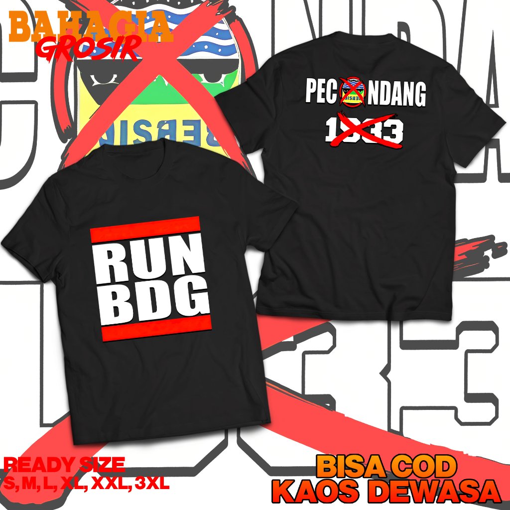 Atasan Kaos RUN BDG Pecundang 1933 Bahan Katun Kaos Persija
