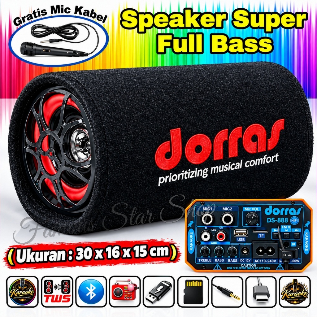 BONUS MIC Subwoofer Car Speaker Full Bass 5 Inch Plus Mic Karaoke Speaker TV, HP, Laptop, Komputer D