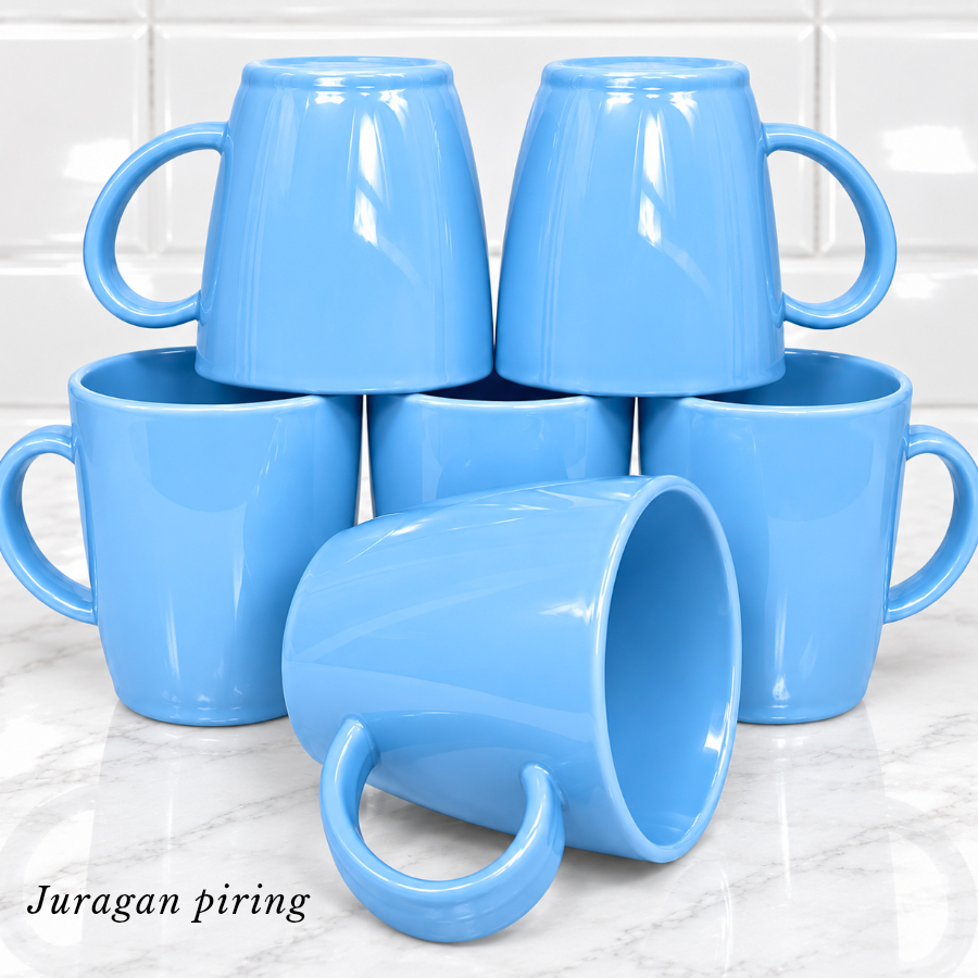 GELAS CANGKIR MELAMIN GAGANG ATAU GELAS KOPI TEH GAGANG ISI 6 PCS