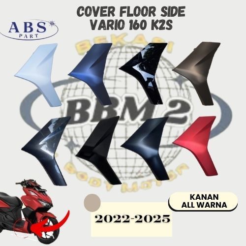 Cover Floor Side R Sirip Sayap Bawah Sebelah Kanan Vario 160 K2S 2022-2025 Bahan Non Cat Hitam Gloss