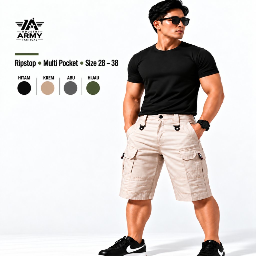 Celana Pendek Tactical Cargo Pdl Pria Polisi Militari