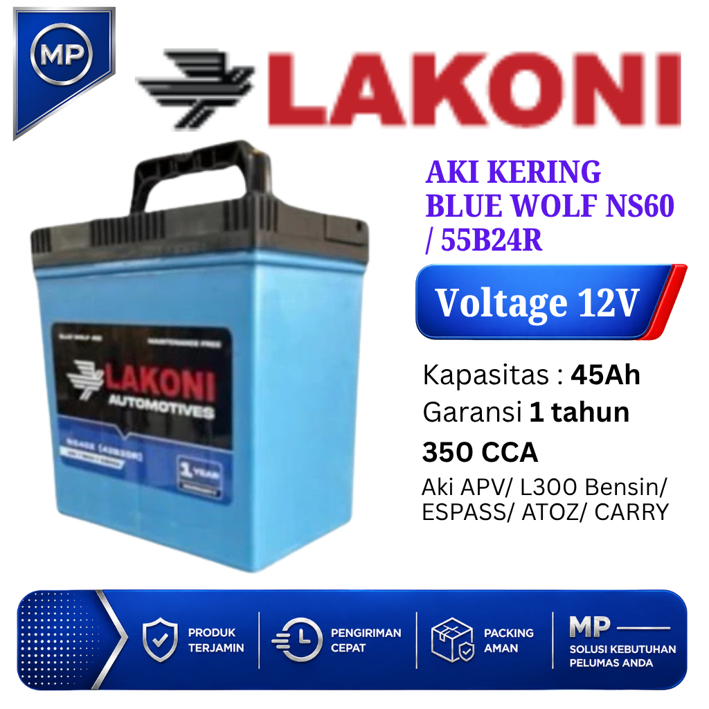 Aki Kering NS60 / Aki Mobil Xenia / Avanza / Rush / Terios / NS60 / 46B24R / NS60L / 46B24L