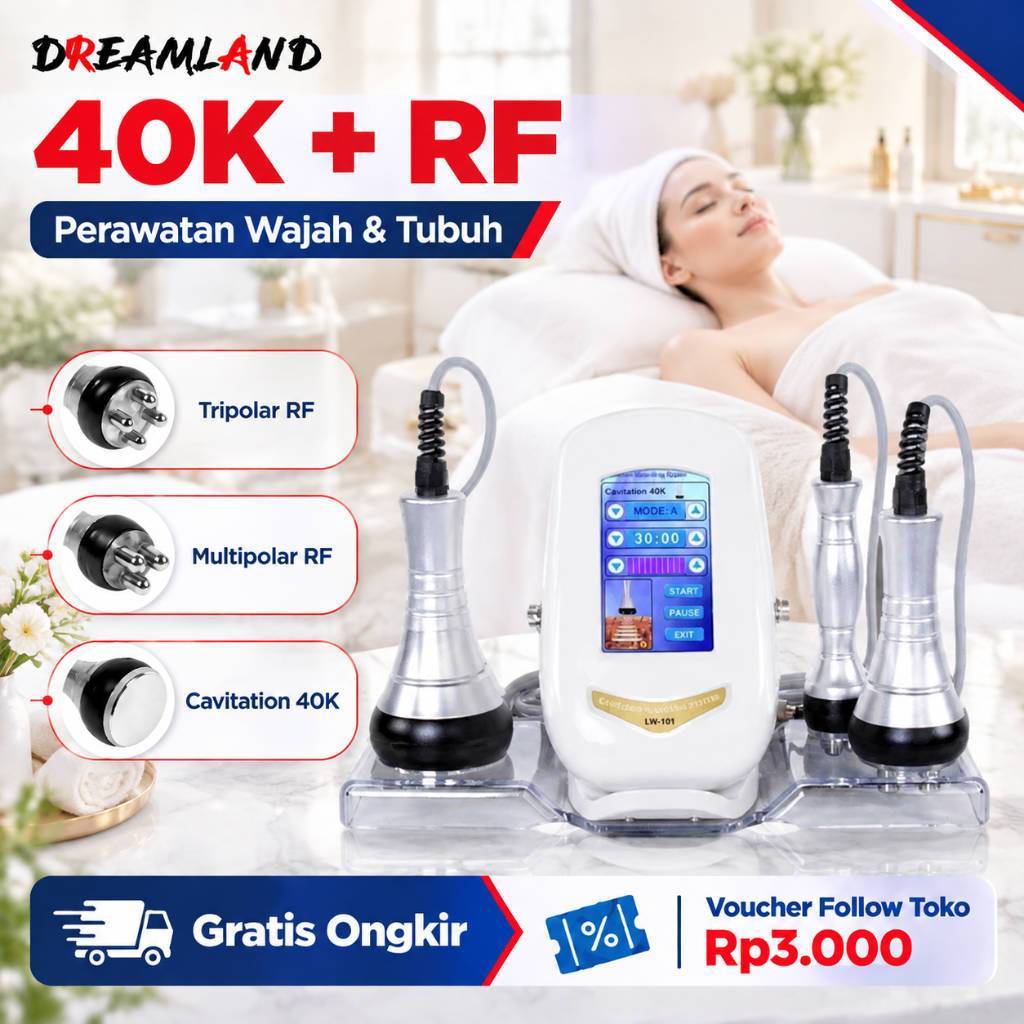 3 in 1 RF 40K  Slimming Machine Radio Frequency Ultrasound 40k Cavitation Wajah Badan Burn Fat Pelan