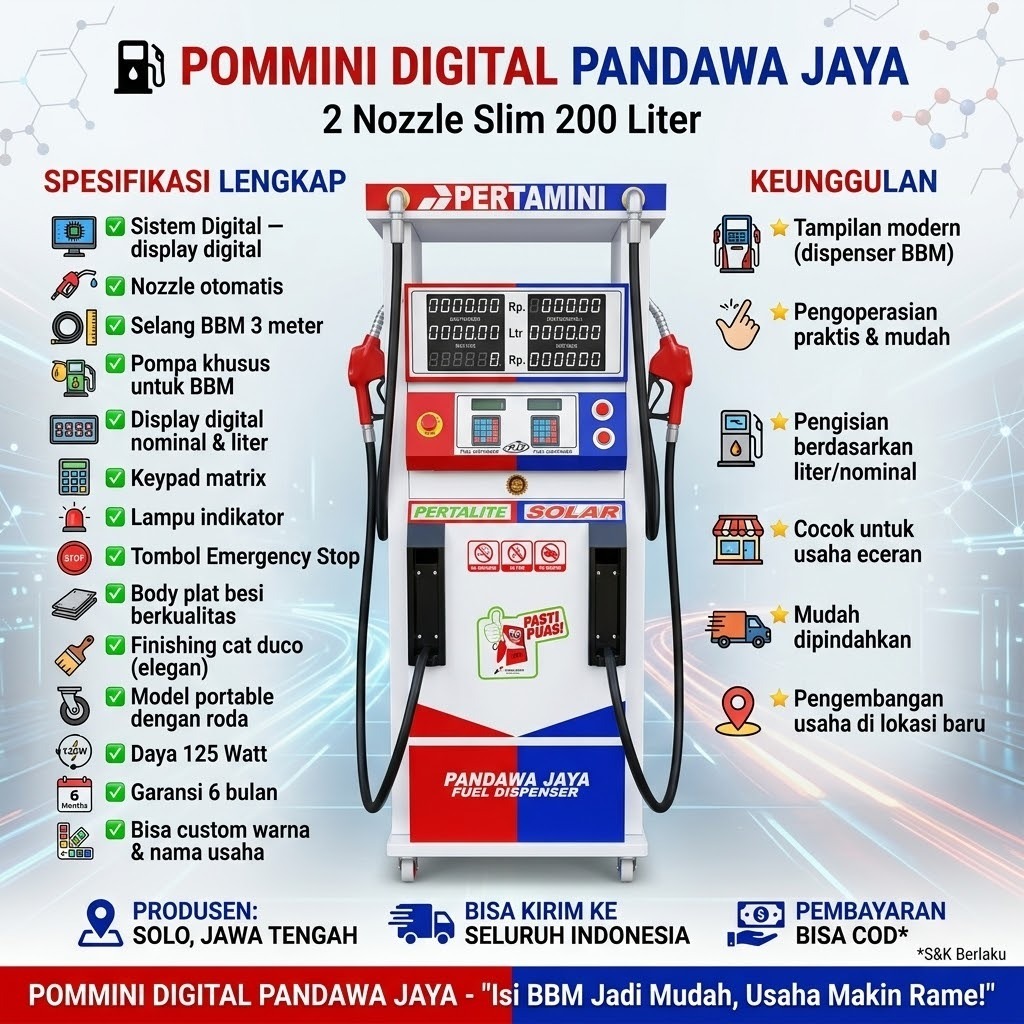 POM MINI - Pertamini Digital 2 Nozzle 100 x 100 Liter (Produk PJI)