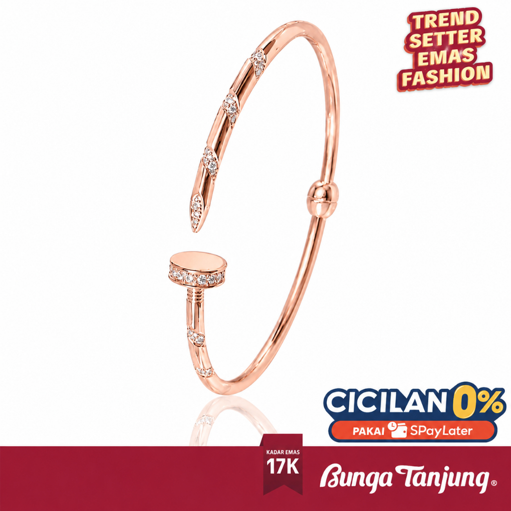 GELANG BANGLE PAKU TWIST BLINK  - EMAS 17K - BUNGA TANJUNG GOLD