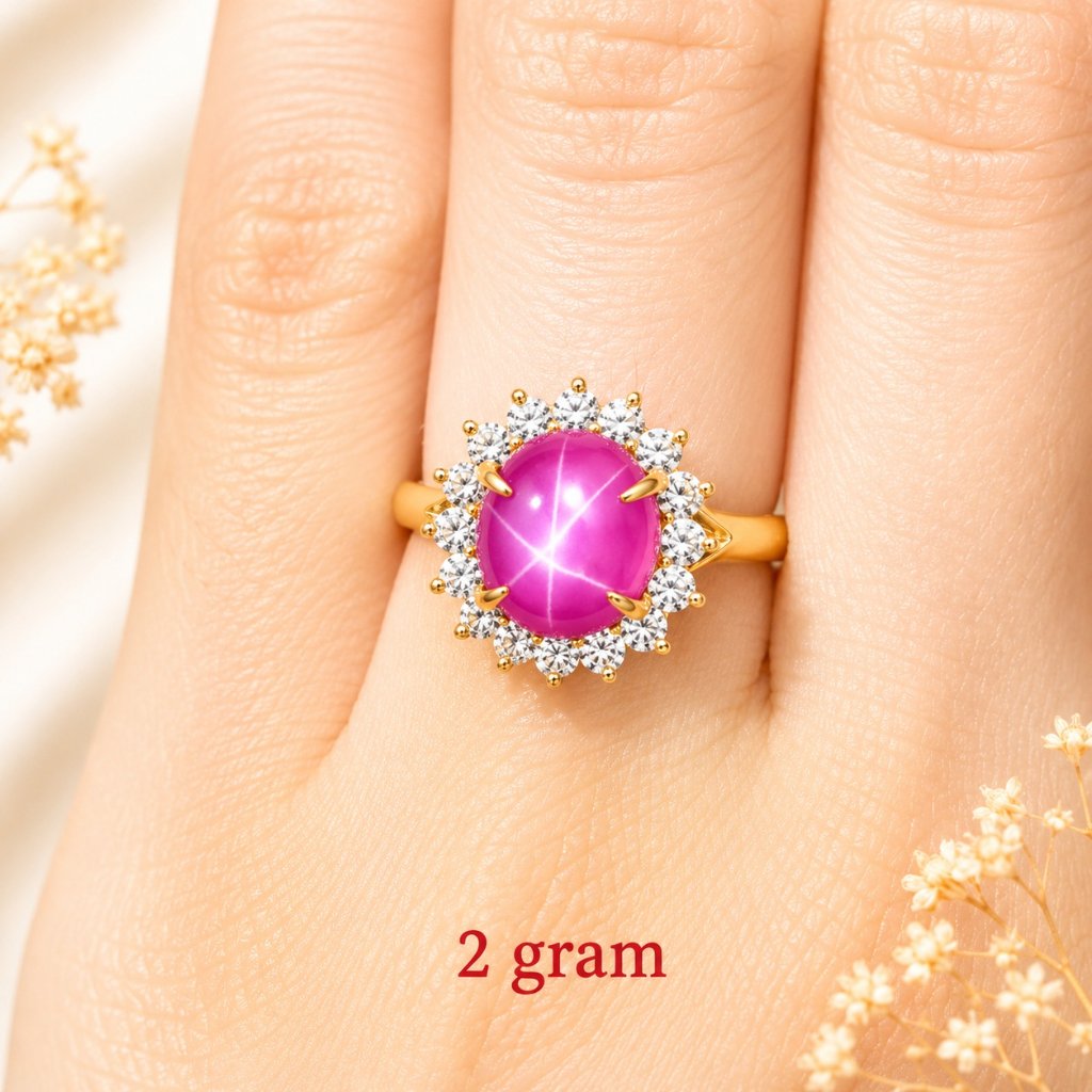 Cincin Dewasa Emas Muda batu AS Mata berat 2 gram