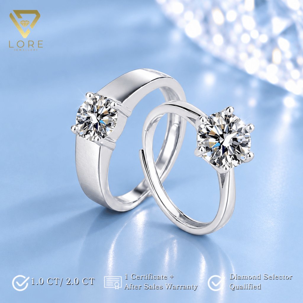 Lore Jewellery  - Cincin Moissanite Lapis Emas - Eleanore & Atlas Moissanite COUPLE Ring