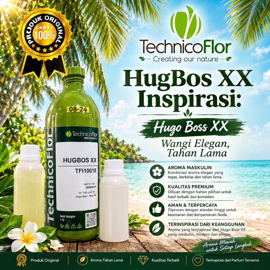 HUGBOS XX BIBIT PARFUME MURNI KEMASANA 100 ML&250ML REPACK BY TFI (TECHNICOFLOR INDONESIA)