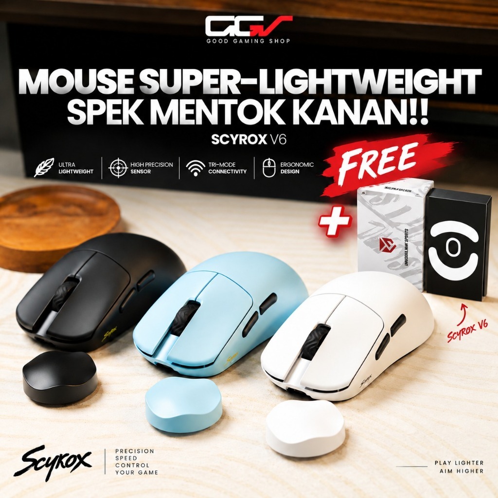 Scyrox V6 / V-6 Ultra Lightweight Gaming Mouse PAW-3950 8K Polling Rate 30.000 DPI - Gaming Mouse