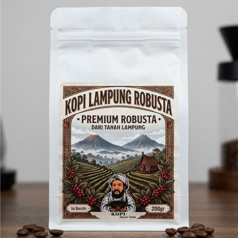Kopi Lampung Robusta Bubuk 200 gram JAHE REMPAH MBAH TOLOK PREMIUM