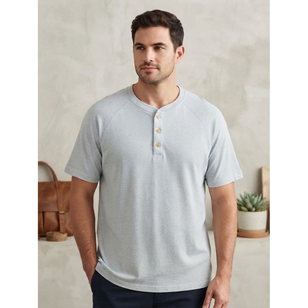 Kaos Henley Pria oversize ( rijek pabrik ada noda )