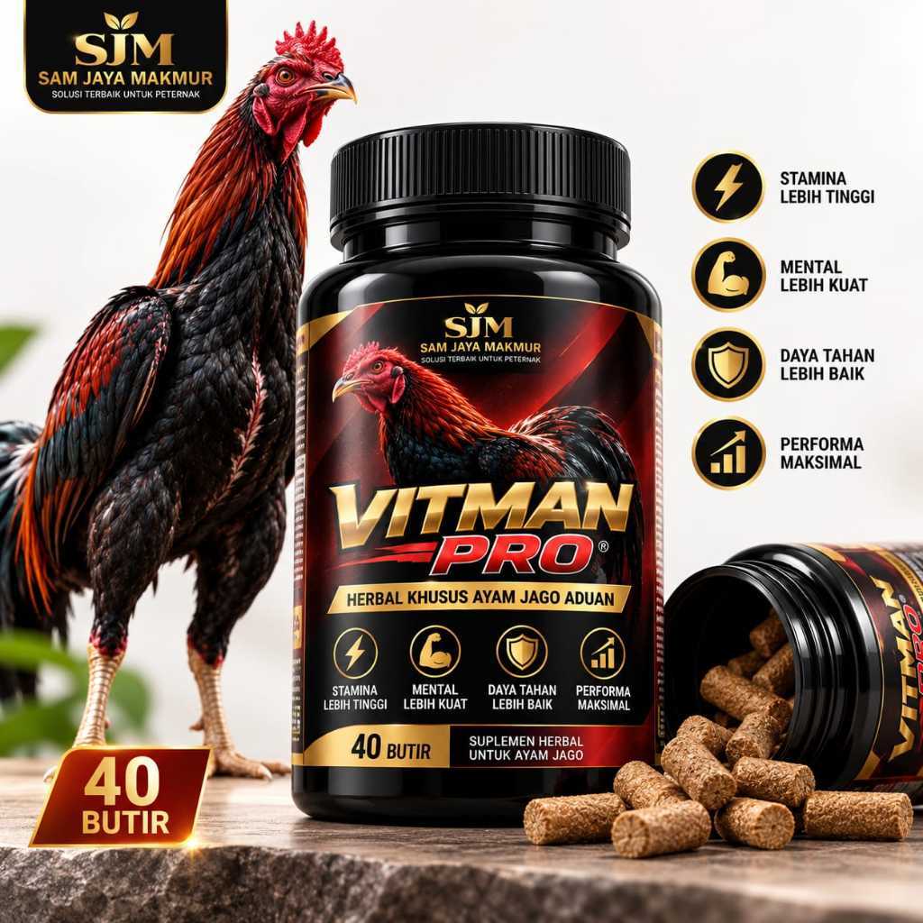 VITMAN PRO Vitamin Ayam Jago Bangkok Aduan 40 Butir Jamu Herbal Suplemen Stamina Tenaga Daya Tahan T