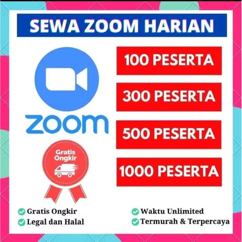 Zoom Premium Harian/Mingguan/Bulanan - 100, 300, 500, 1000 Peserta, Full Garansi