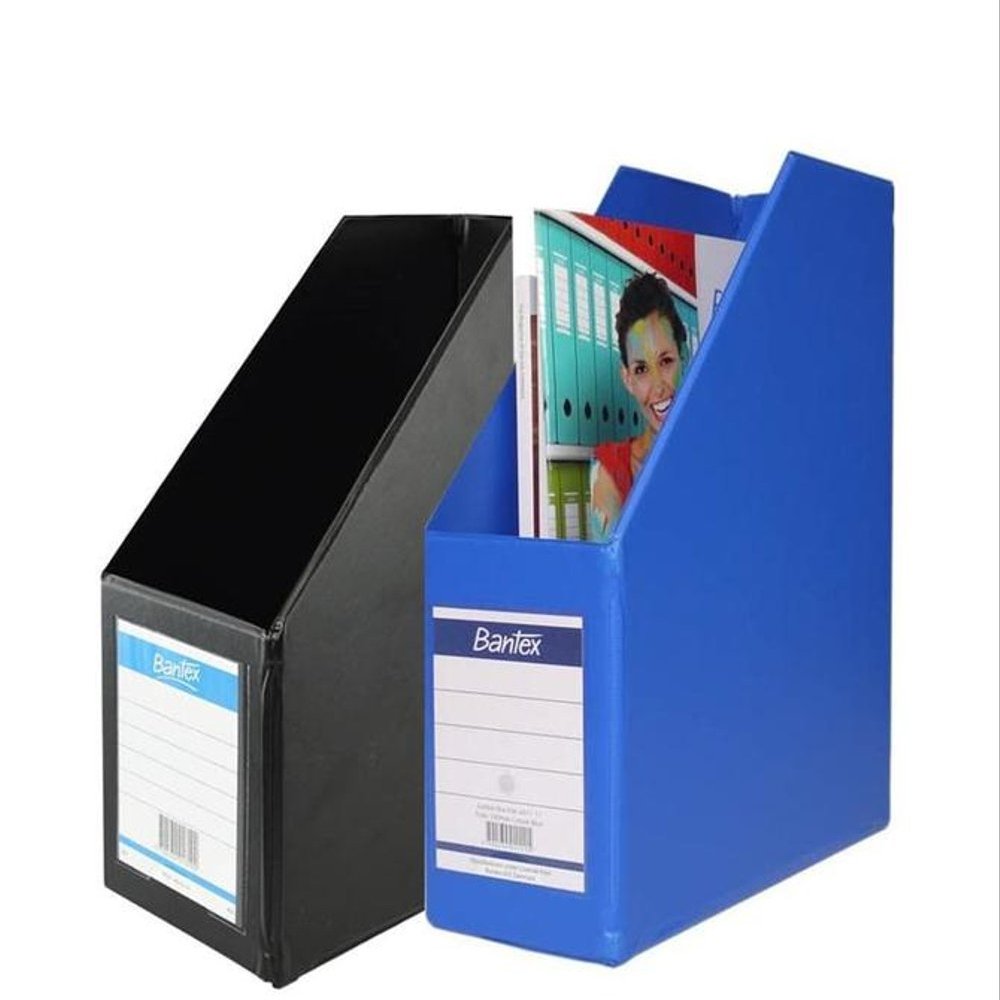 BANTEX Box File 4011 Folio Dilipat Karton Plastik Simpan Dokumen Hitam Biru