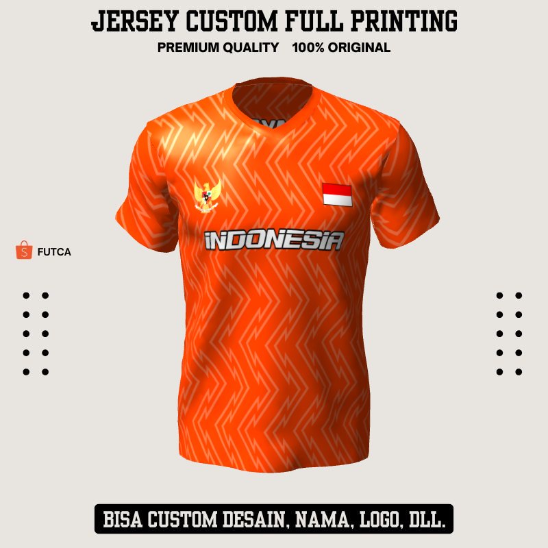 Kaos Jersey Futsal Orange Motif Abstrak Jersey Futsal Custom Full Printing - 47