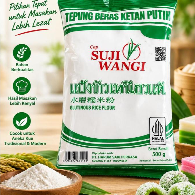 TEPUNG PULUT Cap Suji Wangi Tepung Beras Ketan Putih Tepung Beras Ketan Putih 500g Halal