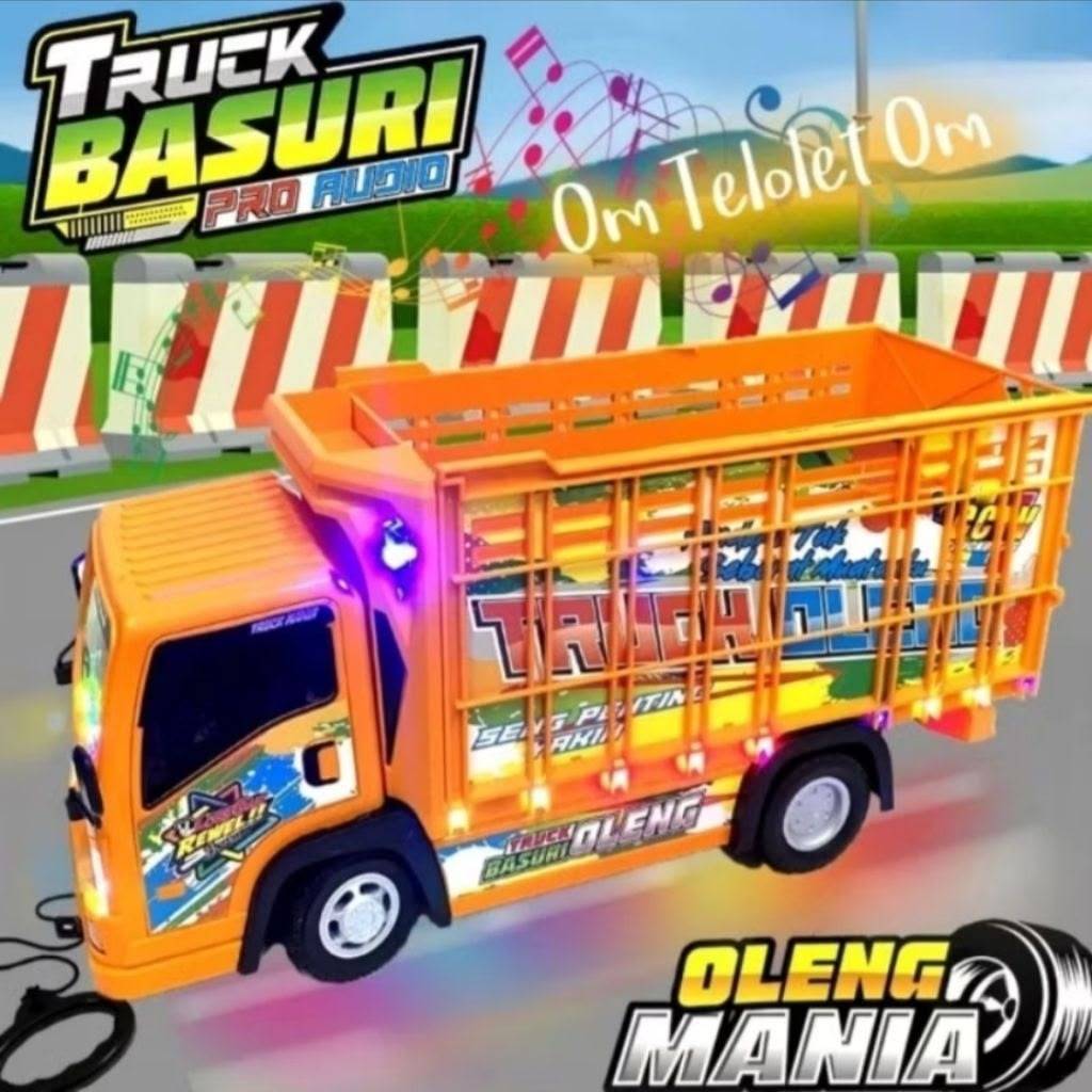 (BISA COD) MAINAN ANAK TRUCK BASURI JUMBO DT01 – Miniatur Truk Oleng Viral Telolet Musik + Lampu Str