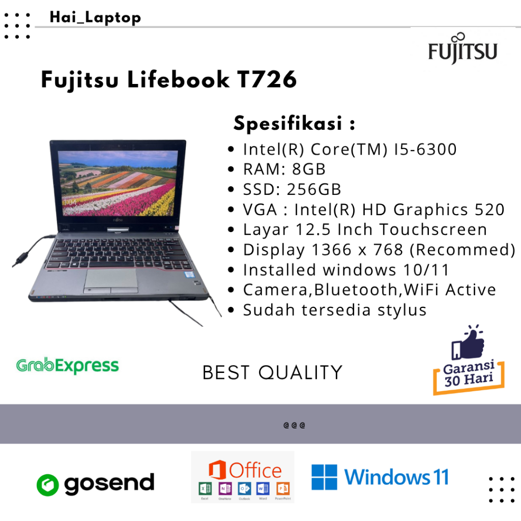 Jual Murah Laptop Fujitsu LifeBook 2in1 T726 Core I5 Touchscreen