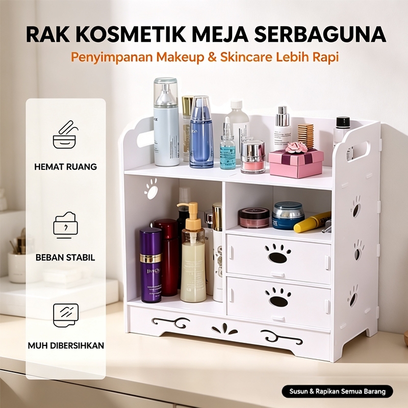 Rak Kosmetik WPC - Rak Kosmetik WPC Tempat Kosmetik Makeup Storage Kotak Penyimpanan Skincare