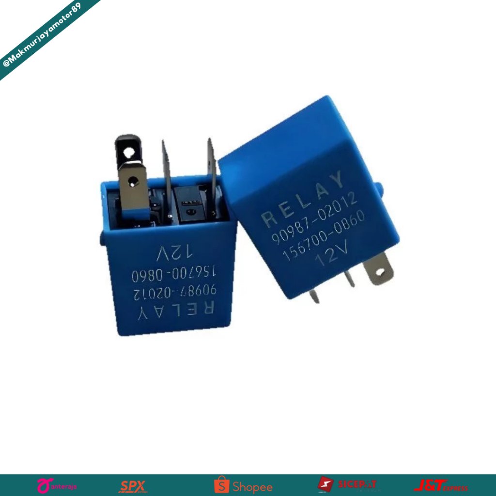 RELAY DENSO BIRU BESAR 12V KAKI 4 - 90987-04004 || MOTOR & MOBIL UNIVERSAL