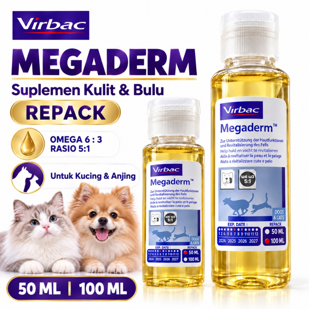 megaderm virbac - vitamin bulu kucing dan anjing - megaderm