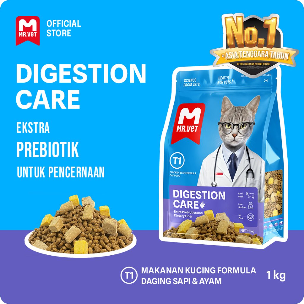 Mr. Vet  Urinary Care - Makanan Kucing Kering 1kg T3 untuk Menjaga dan Merawat Kesehatan Saluran Kem