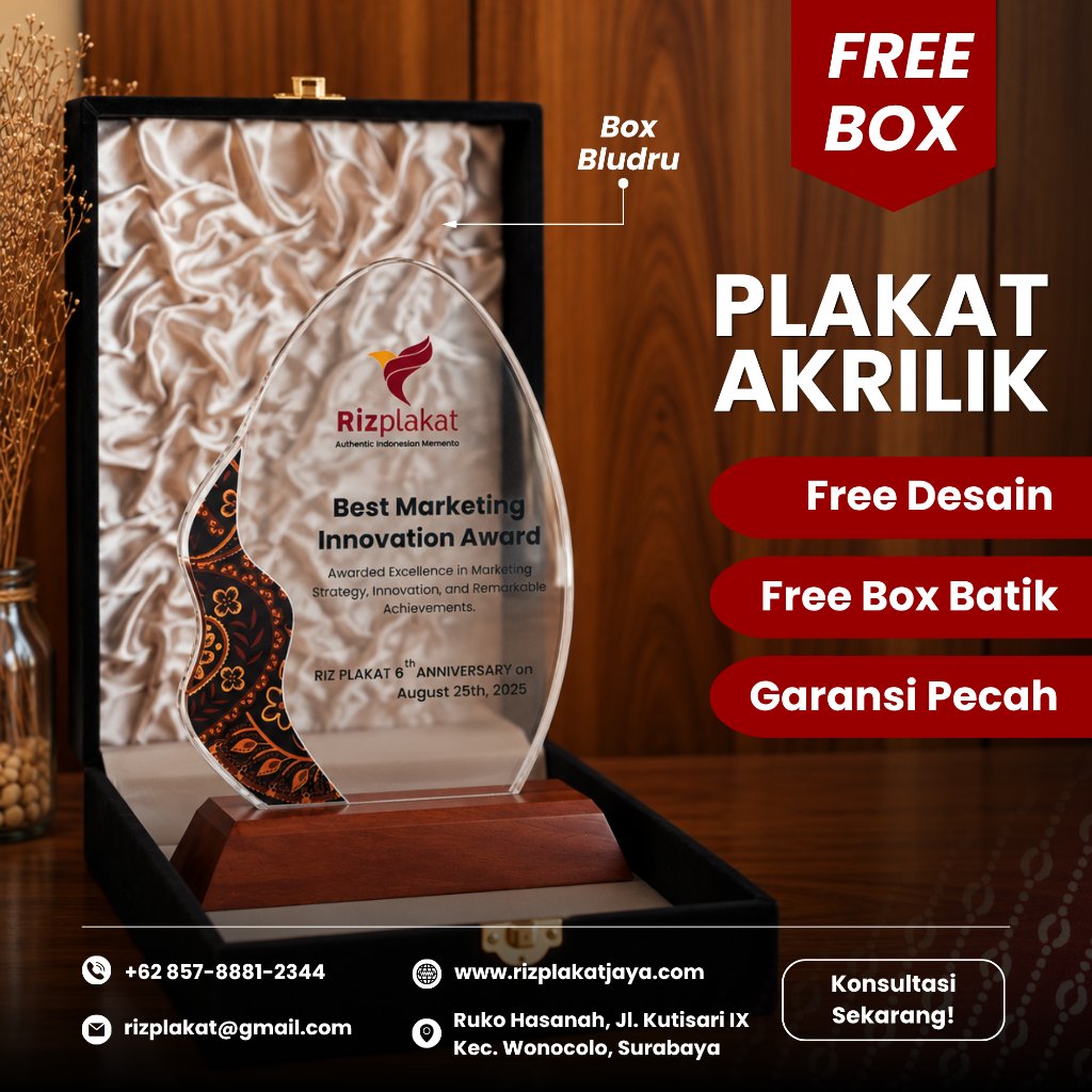 [Bisa Instan Surabaya] Plakat Akrilik Custom 1 Hari Jadi + Box Bludru - Vandel Wisuda KKN Magang PKL