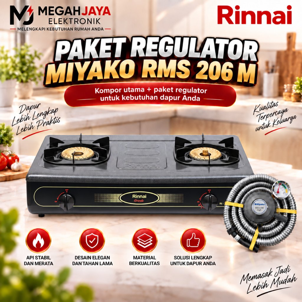 [COD READY] PAKET HEMAT KOMPOR + REGULATOR RINNAI RI 712 BGX / RI-712BGX / RI712BGX / RI-712 BGX (2 