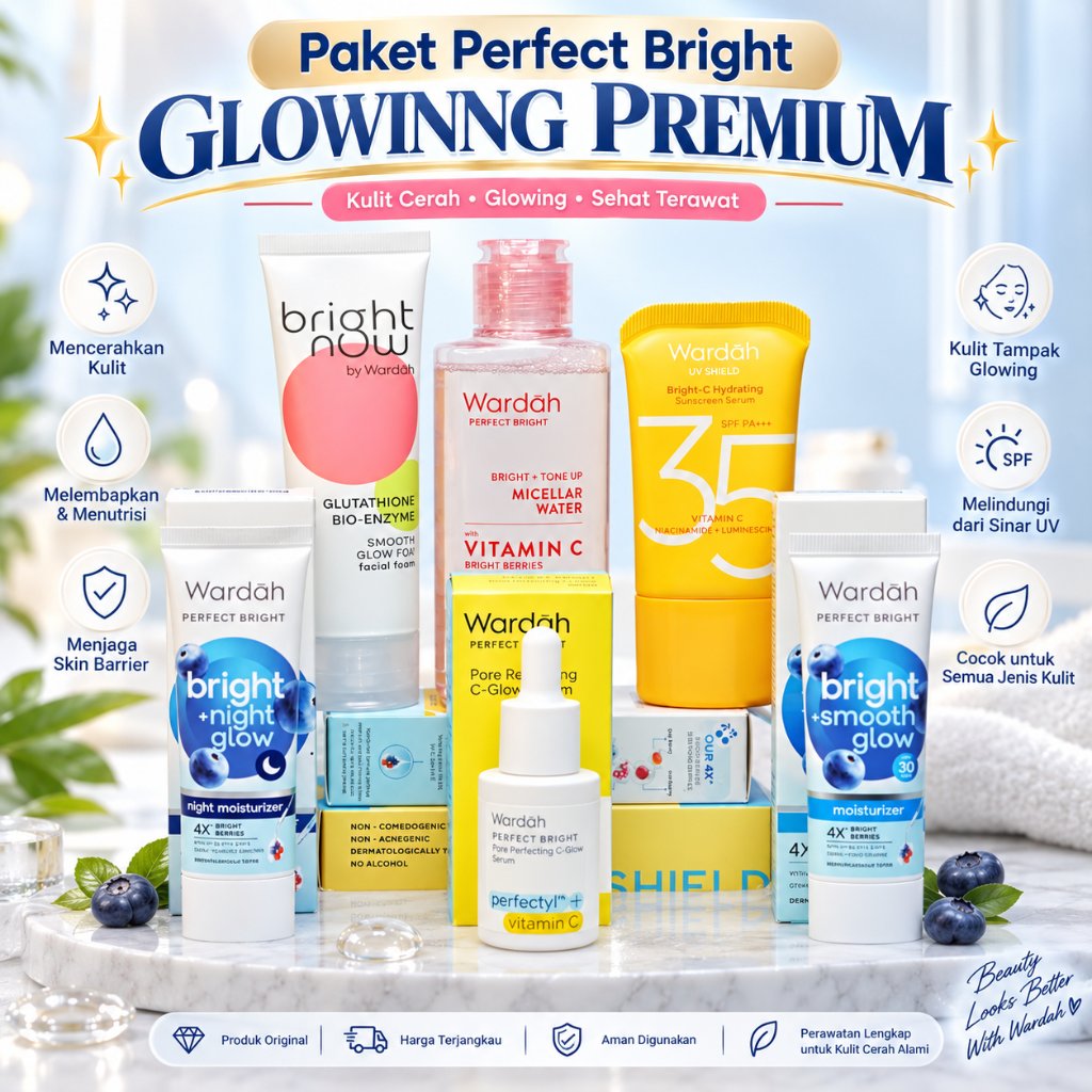 Paket Wardah Perfect Bright Lengkap | Glowing Jerawat Berminyak Normal Kering