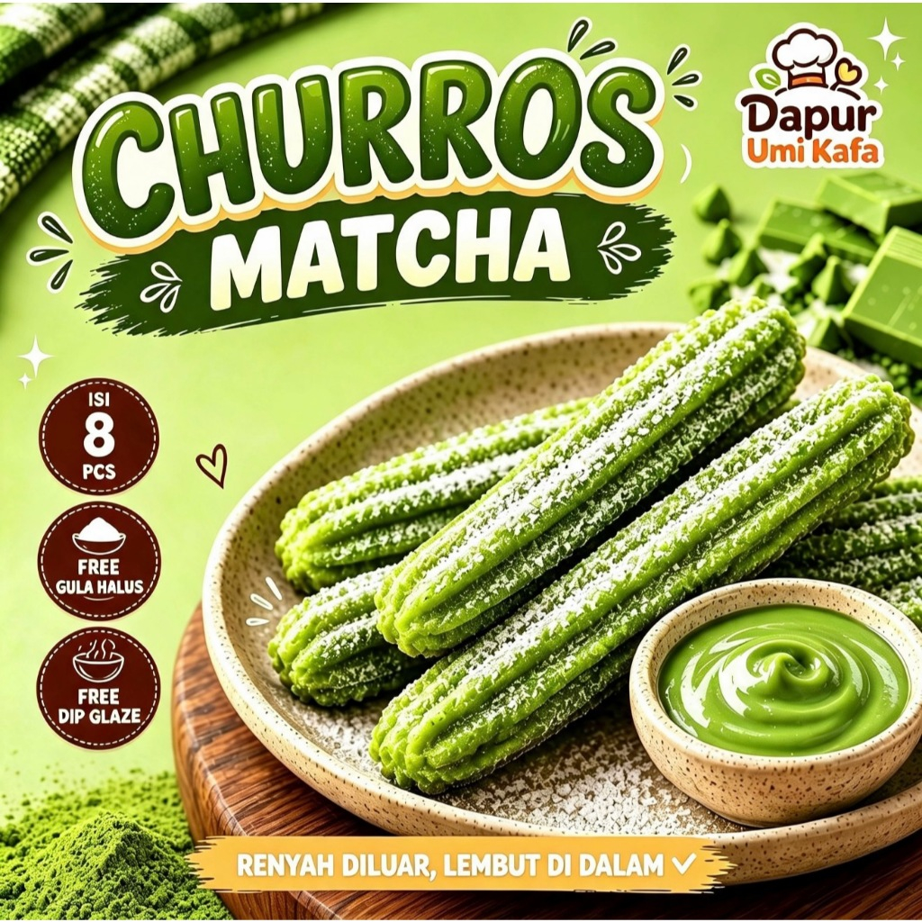 CHURROS FROZEN RASA MATCHA TINGGAL GORENG ISI 8 PCS