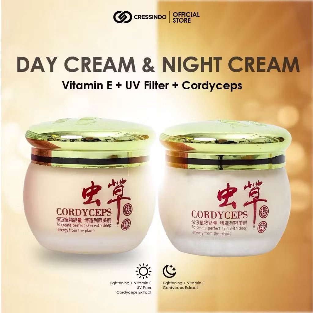 YU CHUN MEI Cordyceps Day & Night Cream BPOM ORI Paket Skincare Cream Siang Malam Pencerah Wajah Per