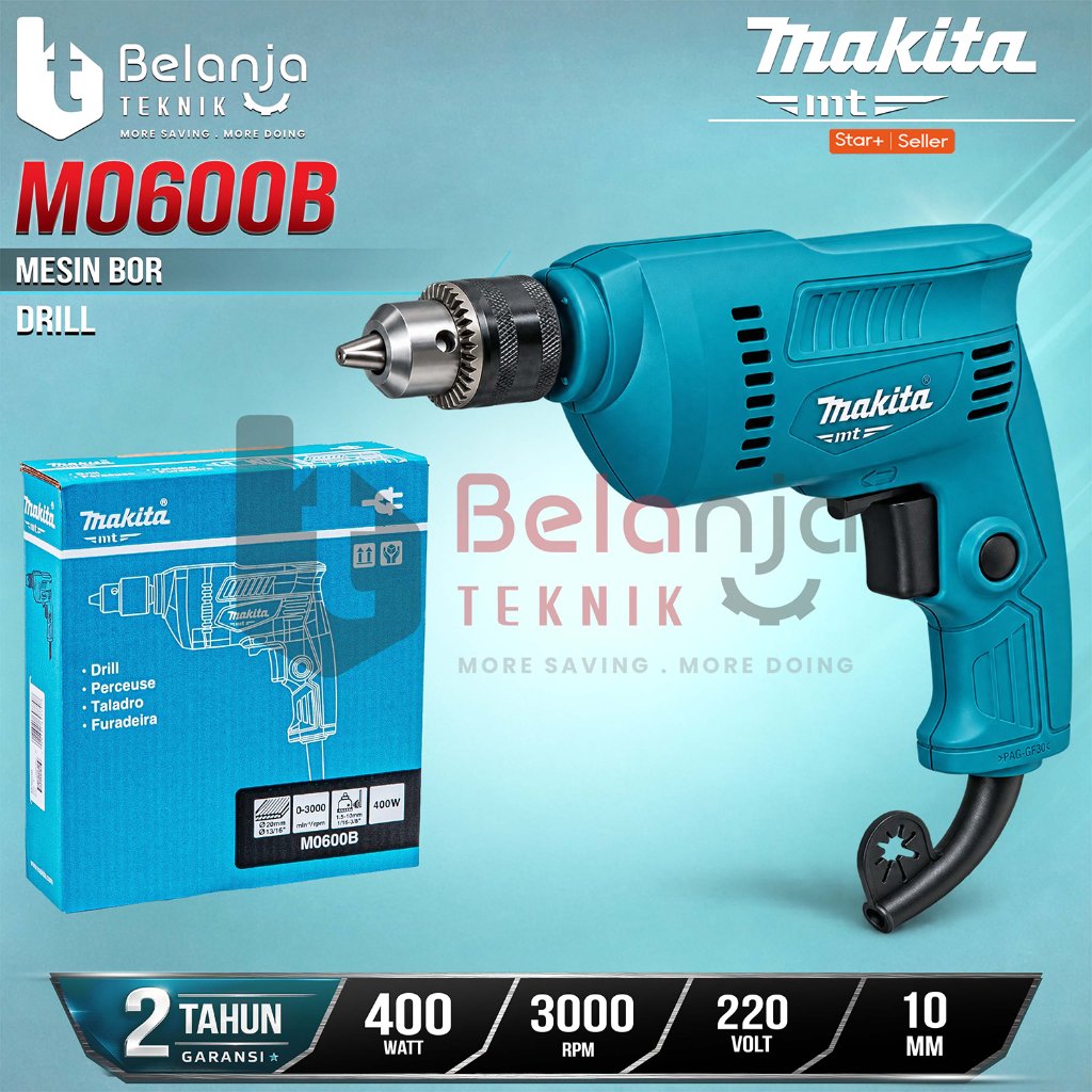 Mesin Bor Tangan Listrik MAKITA M0600B 350W 10MM Driver Drill M 0600 B M0600 0600B