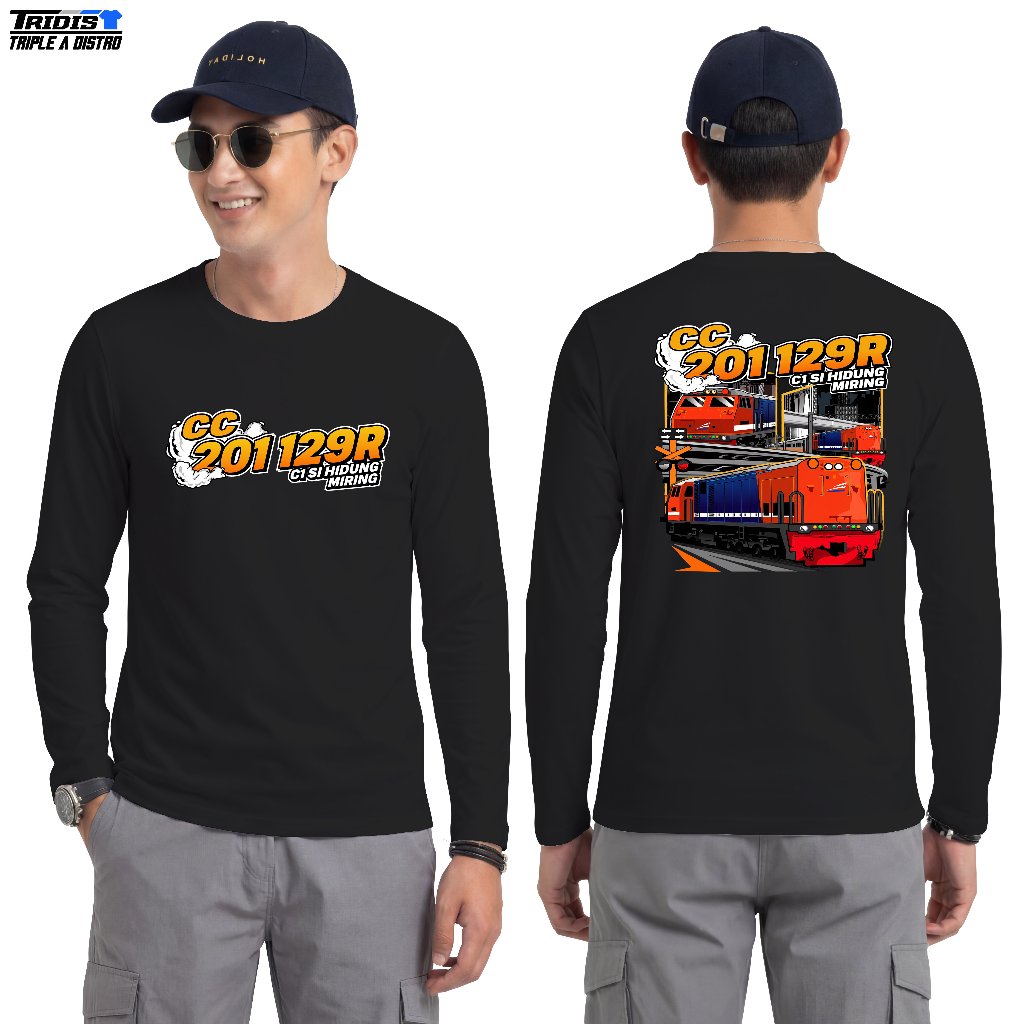 Kaos Lengan Panjang Railfans CC 201 129R Si Hidung Miring Cotton Combed 30s NCDEBE Sablon DTF Tridis
