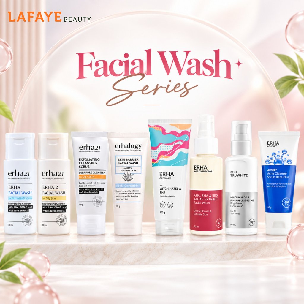 ERHA Sabun Pembersih Wajah Facial Wash ACSBP ECS Age Corrector Brightening Exfoliating Scrub Acne