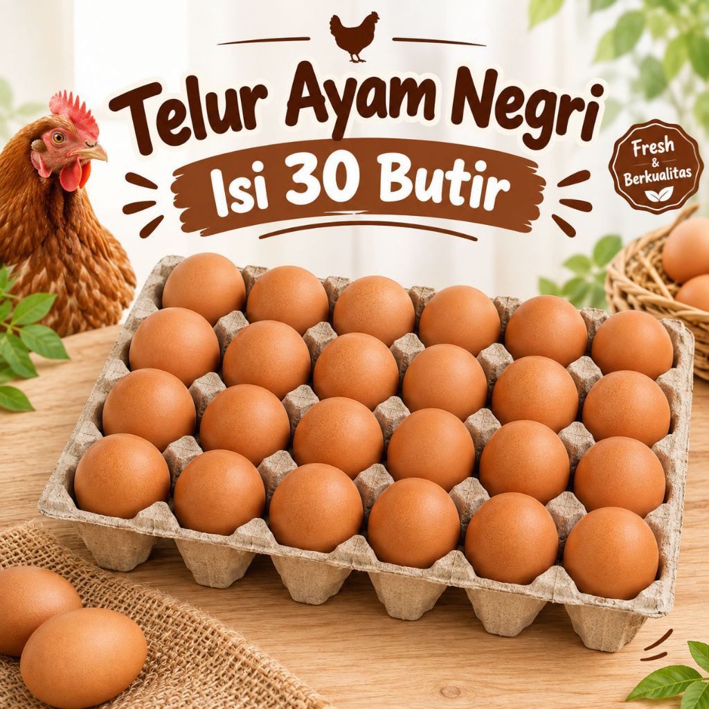 Telur Ayam Negri Isi 15 & 30 Butir Segar & Berkualitas - Yogyakarta