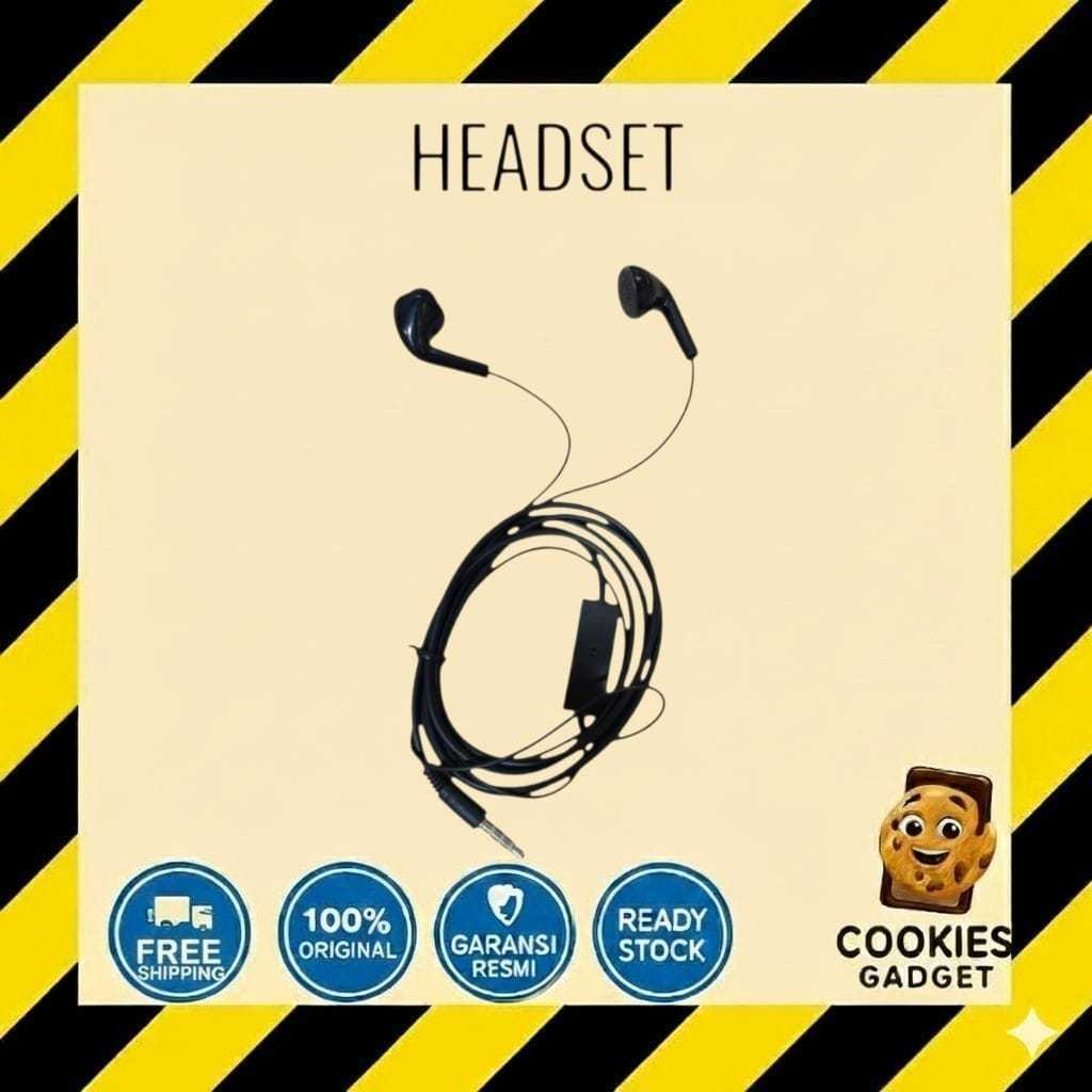 Headset Earphone Kabel Hitam dengan Mikrofon untuk HP / Earphone Jack