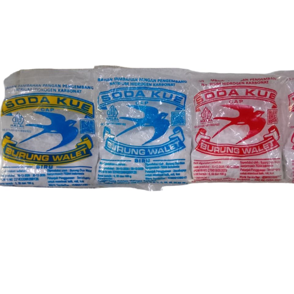 SODA KUE MERAH 50 GR CAP BURUNG WALET / SODA KUE BIRU 50 GR CAP BURUNG WALET / SODA KUE BIRU KUNING 