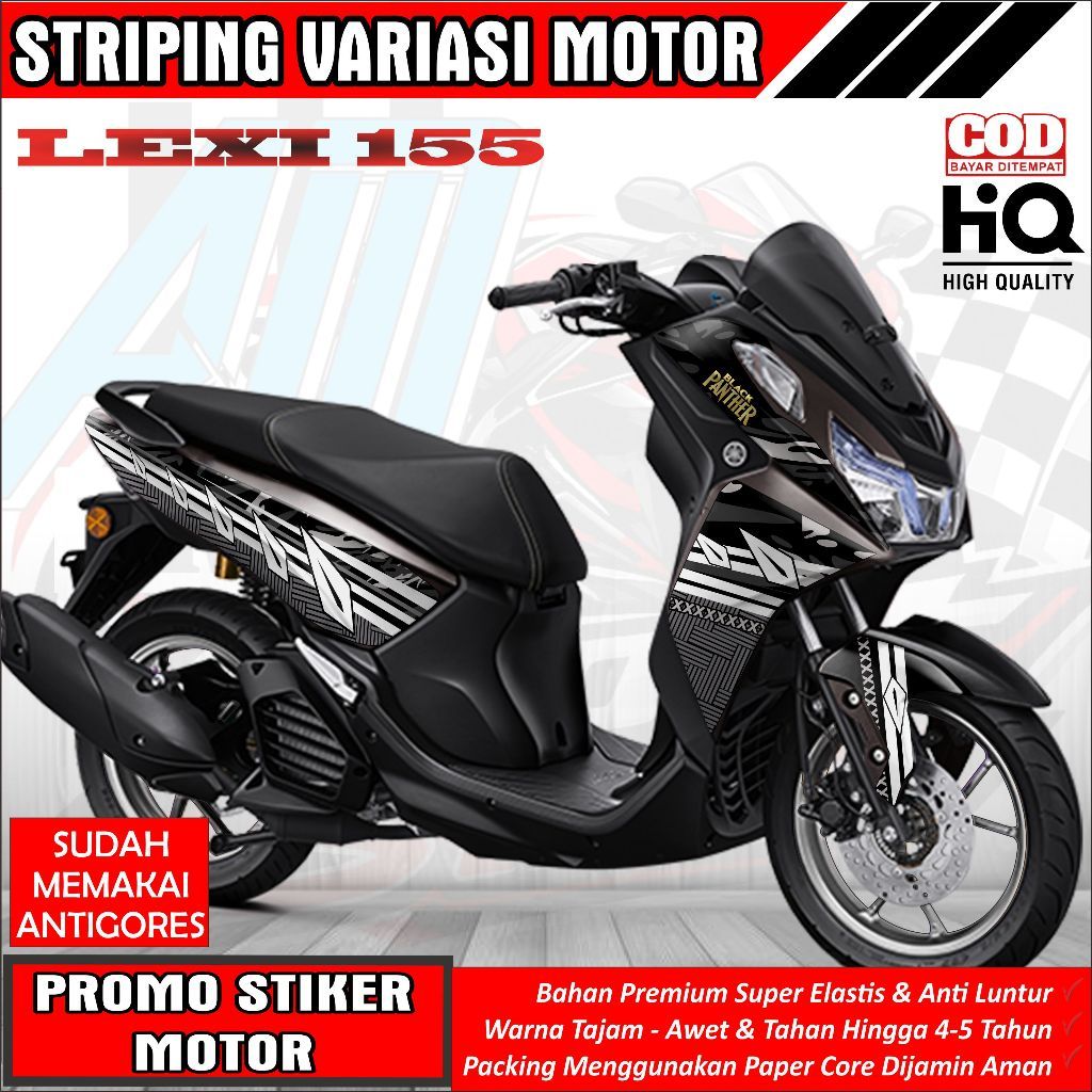 LEXI 155 Striping Yamaha LEXI 155 Sticker Chameleon Design BLACK PANTHER