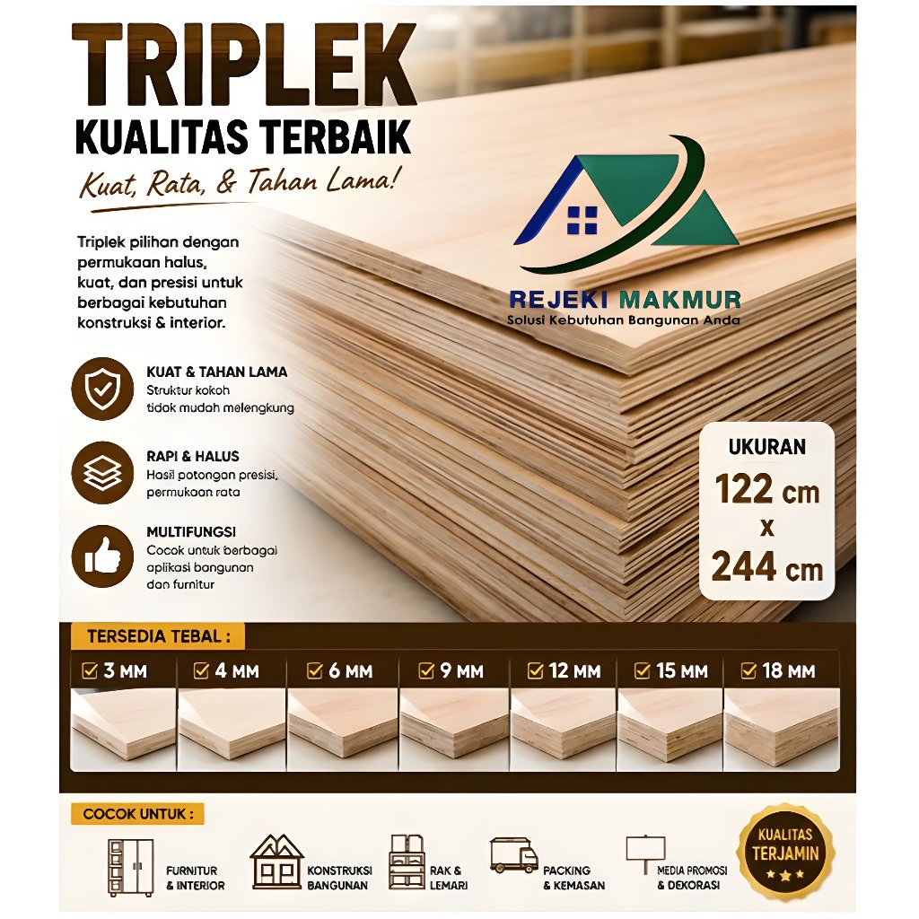 TRIPLEK PLYWOOD MC 15 MM, 122CMX244CM