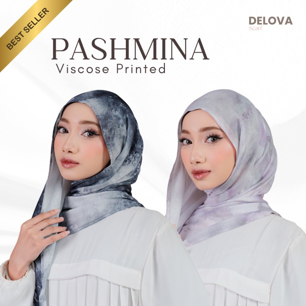 Delova Scarf - Pashmina Viscose Printed Modal Pashmina Hijab Shawl Premium  (Pashmina Motif Bahan Viscose)