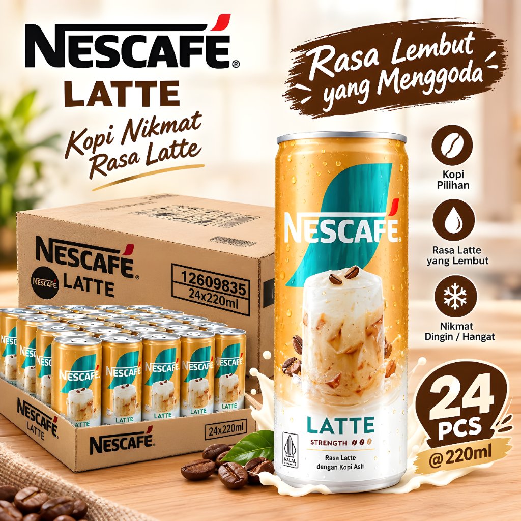 Nescafe Latte kaleng 220 Ml X 24 Kaleng / Nescafe Latte  / Kopi kaleng nescafe latte