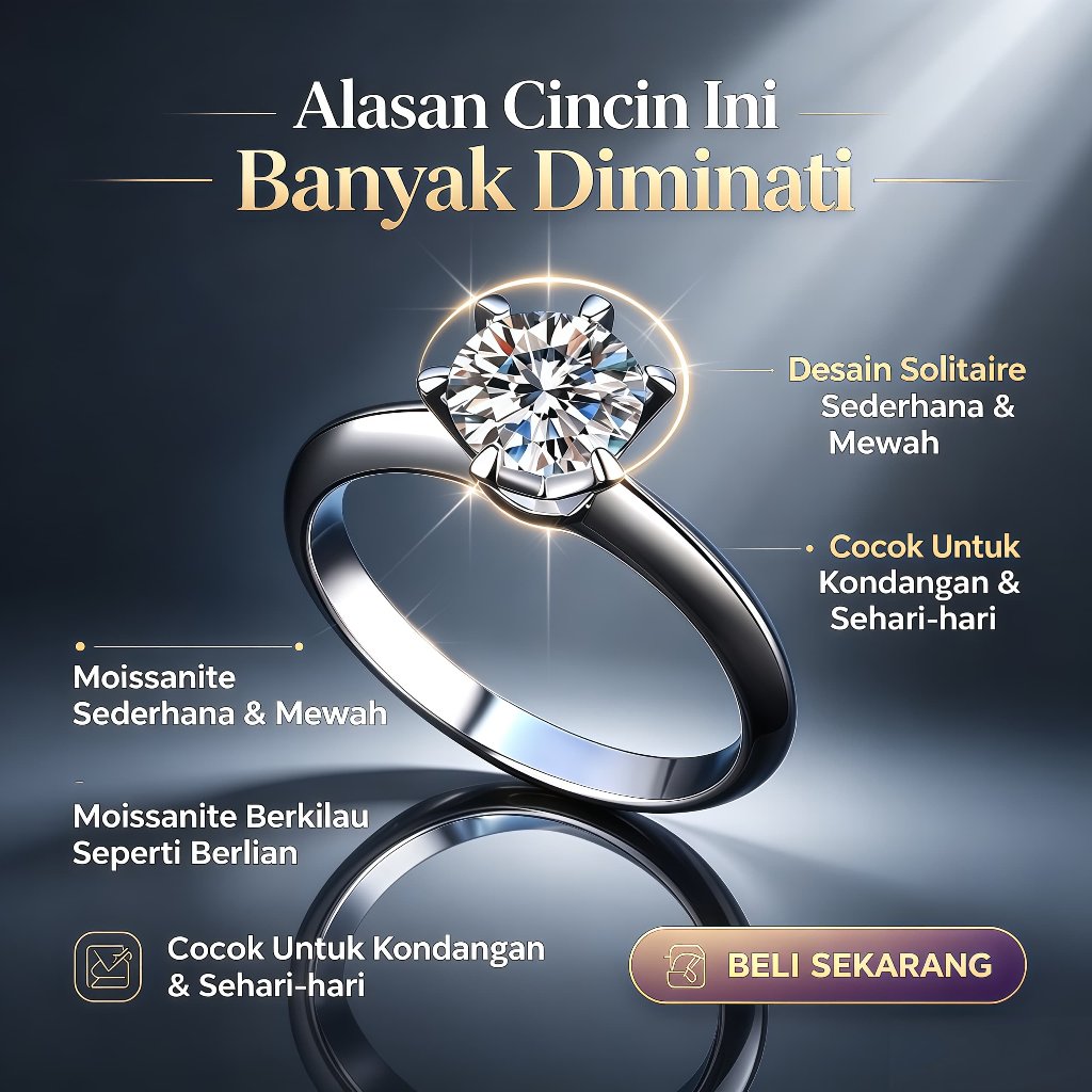 Cincin Couple Pasangan Cewek Wanita Tunangan Lamaran Hikah 1 gram asli karat Moissanite Cincin Moiss