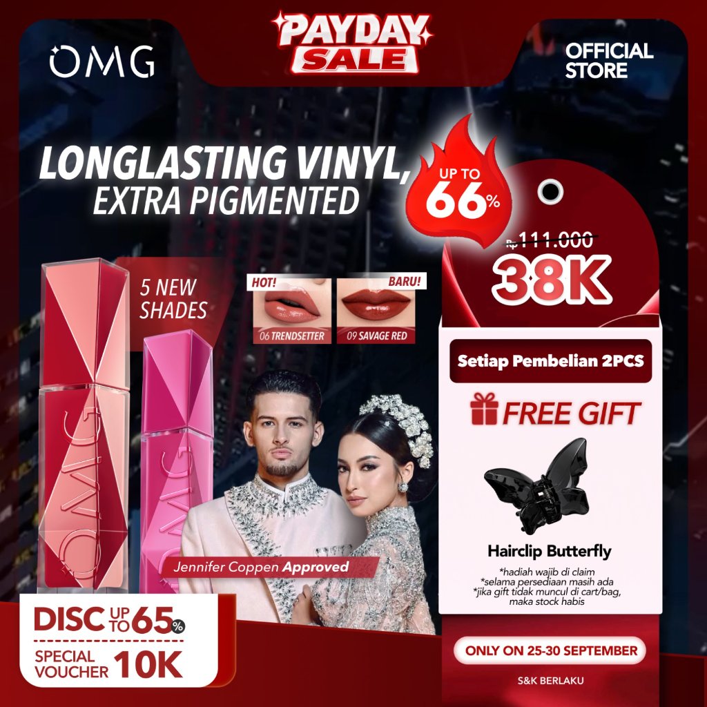 [NEW SHADE!] OMG OH MY GLAM Colorlast Lip Vinyl 2.5 g - Transferproof Gloss - Longlasting Stain- Int