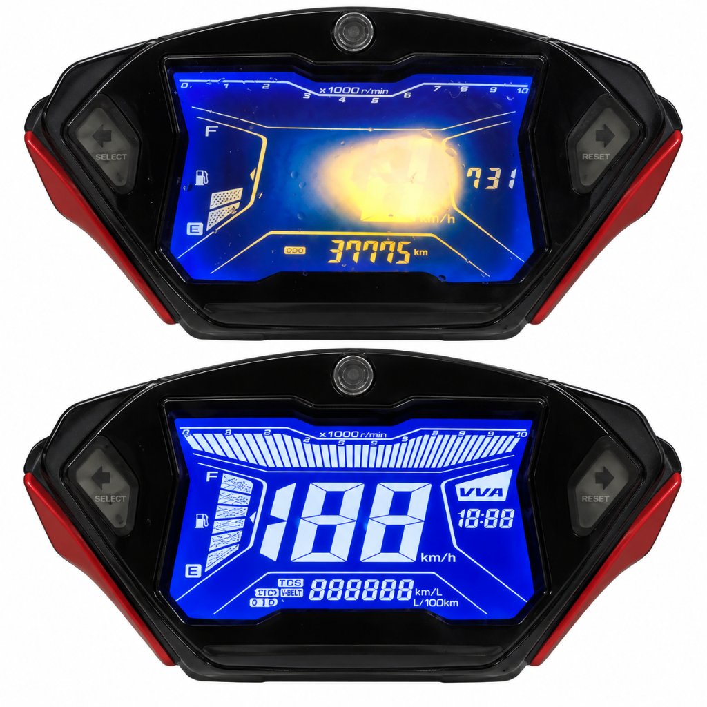 Paket Polarizer Atas & Bawah  LCD Speedometer All Type Aerox 155 VVA,Lexi 125 Original (Solusi  Sunb